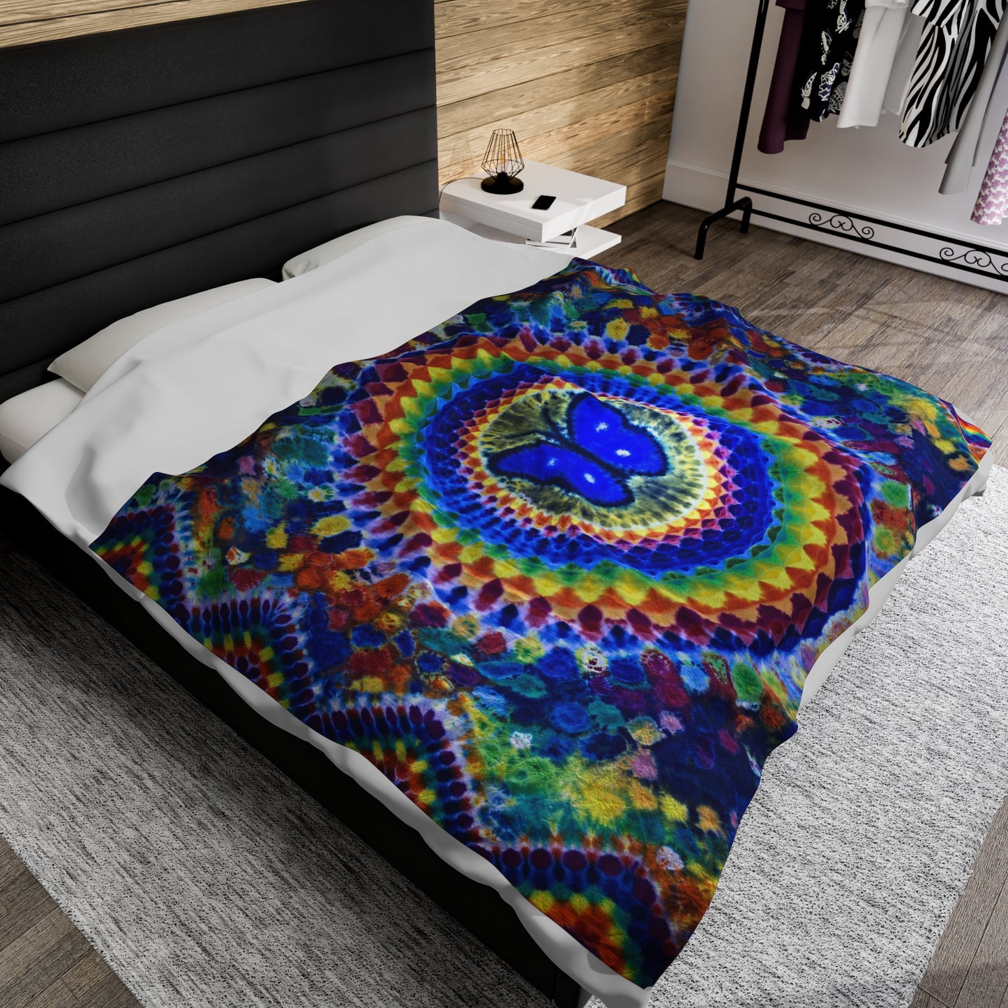 60"X80" Velveteen Plush Blanket Print of Butterfly Mandala Tapestry Read Description!