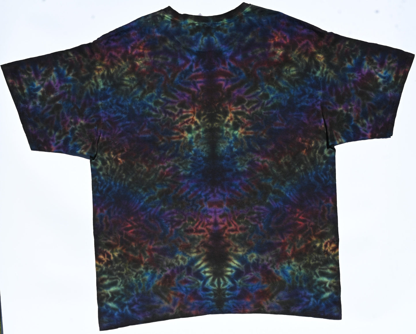 3X Blacked Out Rainbow Rorschach Scrunch Tie Dye on a Gildan Ultra Cotton PFD (Prepared for Dye) T-Shirt