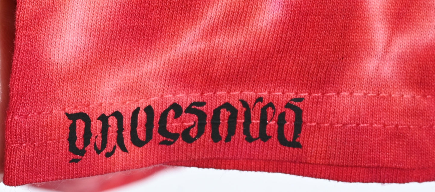 Small Rorschach Scrunch in Reds Tie Dye on a Gildan Ultra Cotton PFD (Prepared for Dye) T-Shirt