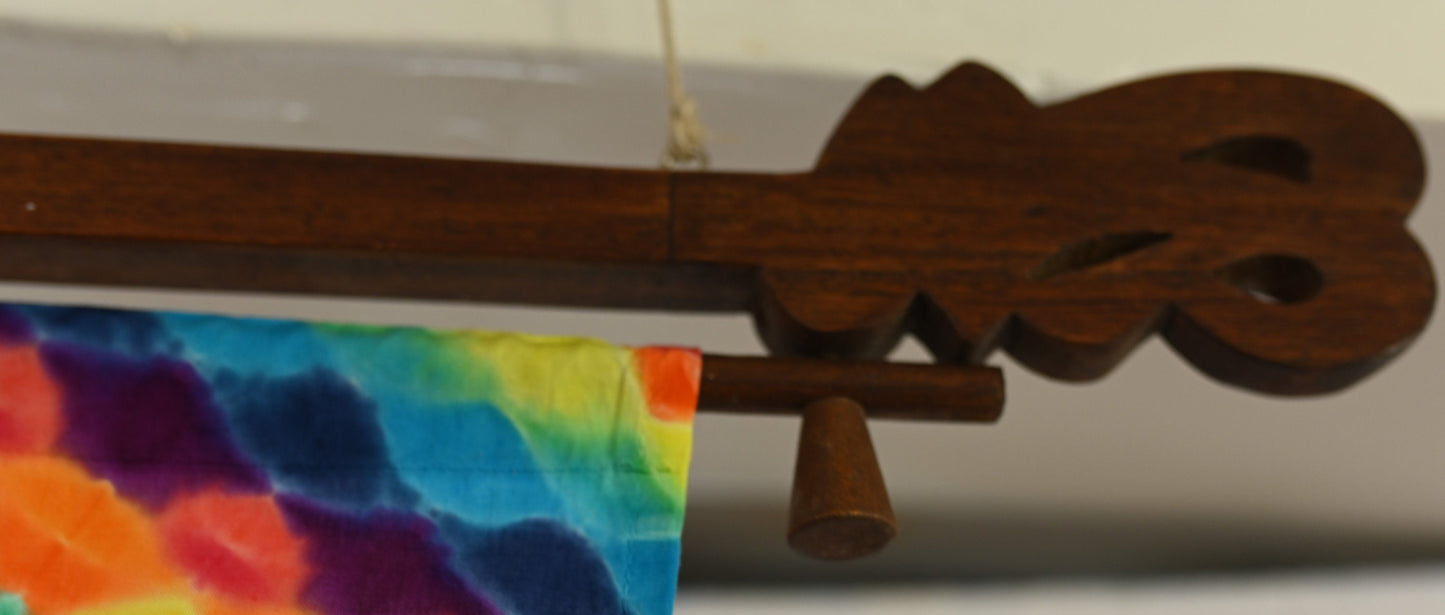 30"X48" (measurements prior to any shrinkage) Tie Dye w/ White Background on a Dharma Trading Company Wall Hanging w/ Carve Tapestry Hanger