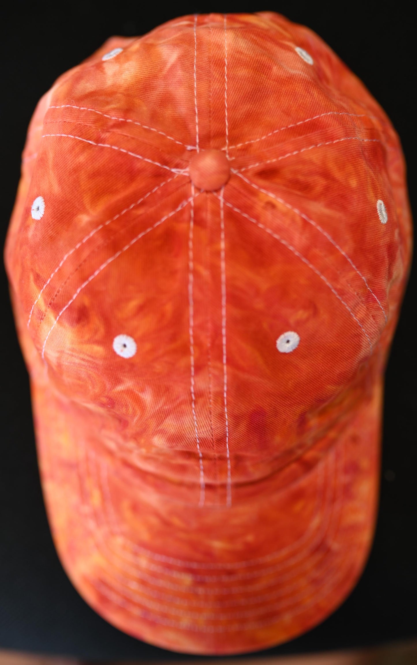 Adult Fire Colors Swirl Dyed/"Shaving Cream Dye" on a Valucap Brushed Twill Cap