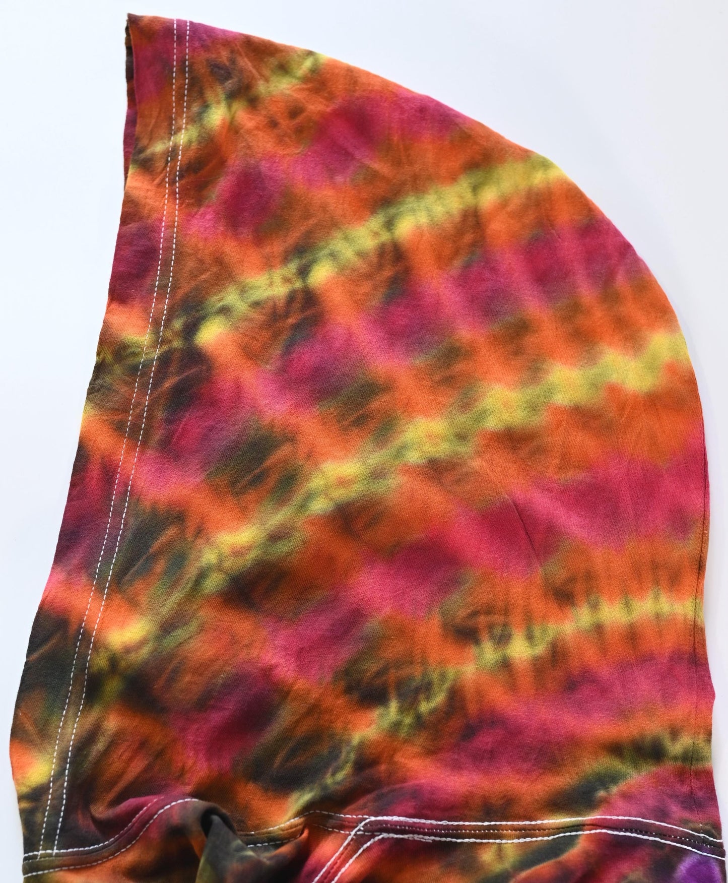 Large 20 Pt Mandala Fiery Cosmic Egg Cntr + Hood/ Honeycomb Geometric Tower Back/ Honeycomb Band Slvs/Scrunch Tie Dye Hooded* Long Slv Shirt
