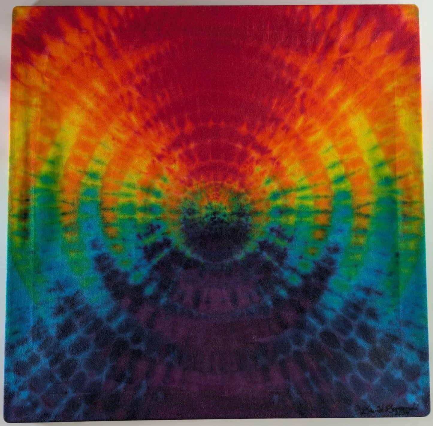 24"X24"X.75" Ripple Tie Dye on a Square Panel of Calcutta Cotton Stretched onto 24"X24" Stretcher Bars, Signed, Clear Coated