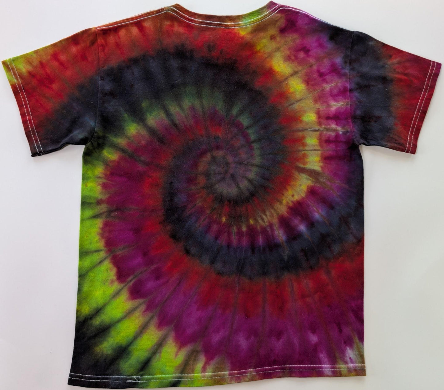 Youth Medium Spiral Ice Dye Tie Dye on a Gildan Ultra Cotton T-Shirt