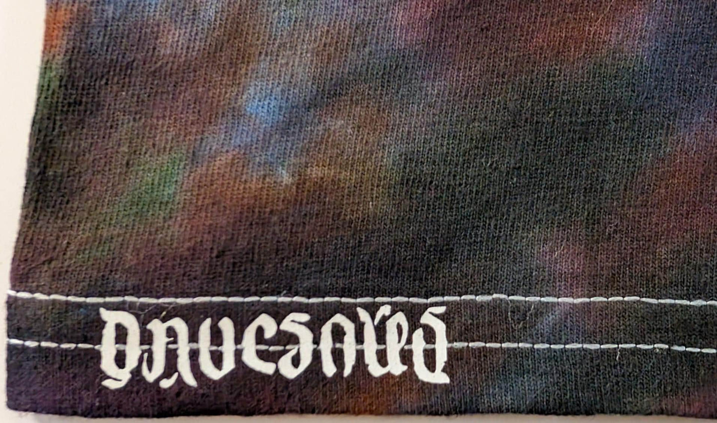 Youth Large Blacked Out Rainbow Wild Spiral "Crystal Wash" Low Water Immersion Tie Dye on a Gildan Ultra Cotton T-Shirt