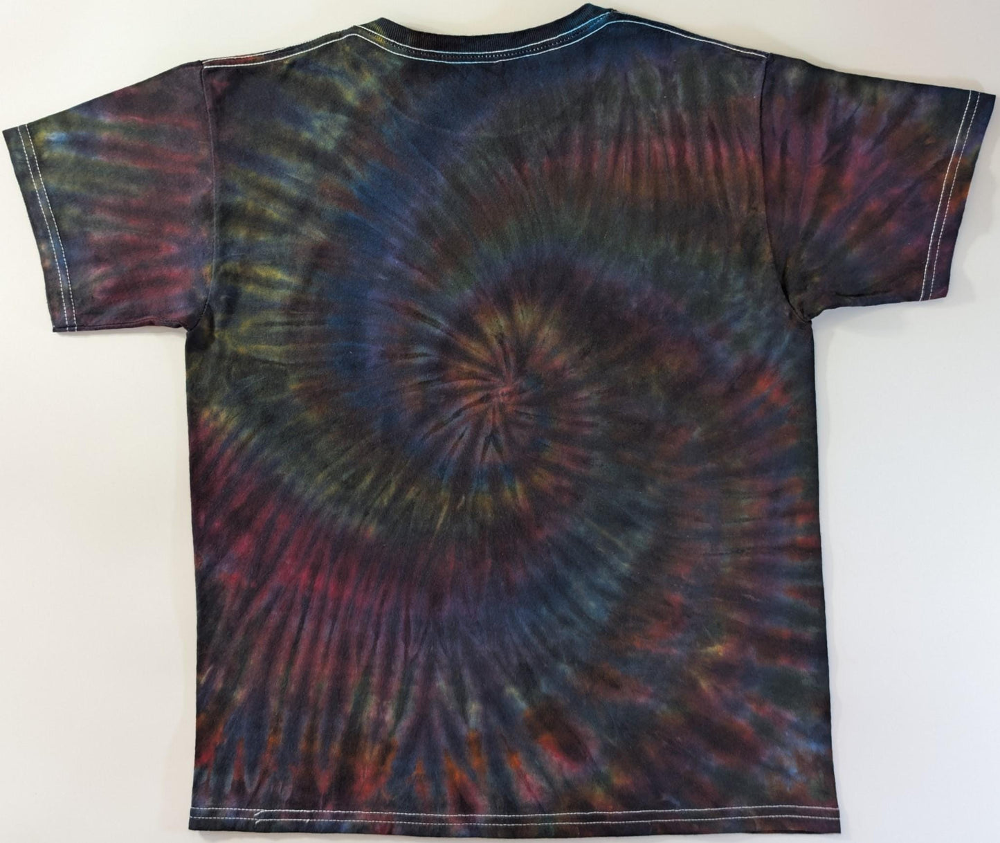 Youth Large Blacked Out Rainbow Wild Spiral "Crystal Wash" Low Water Immersion Tie Dye on a Gildan Ultra Cotton T-Shirt