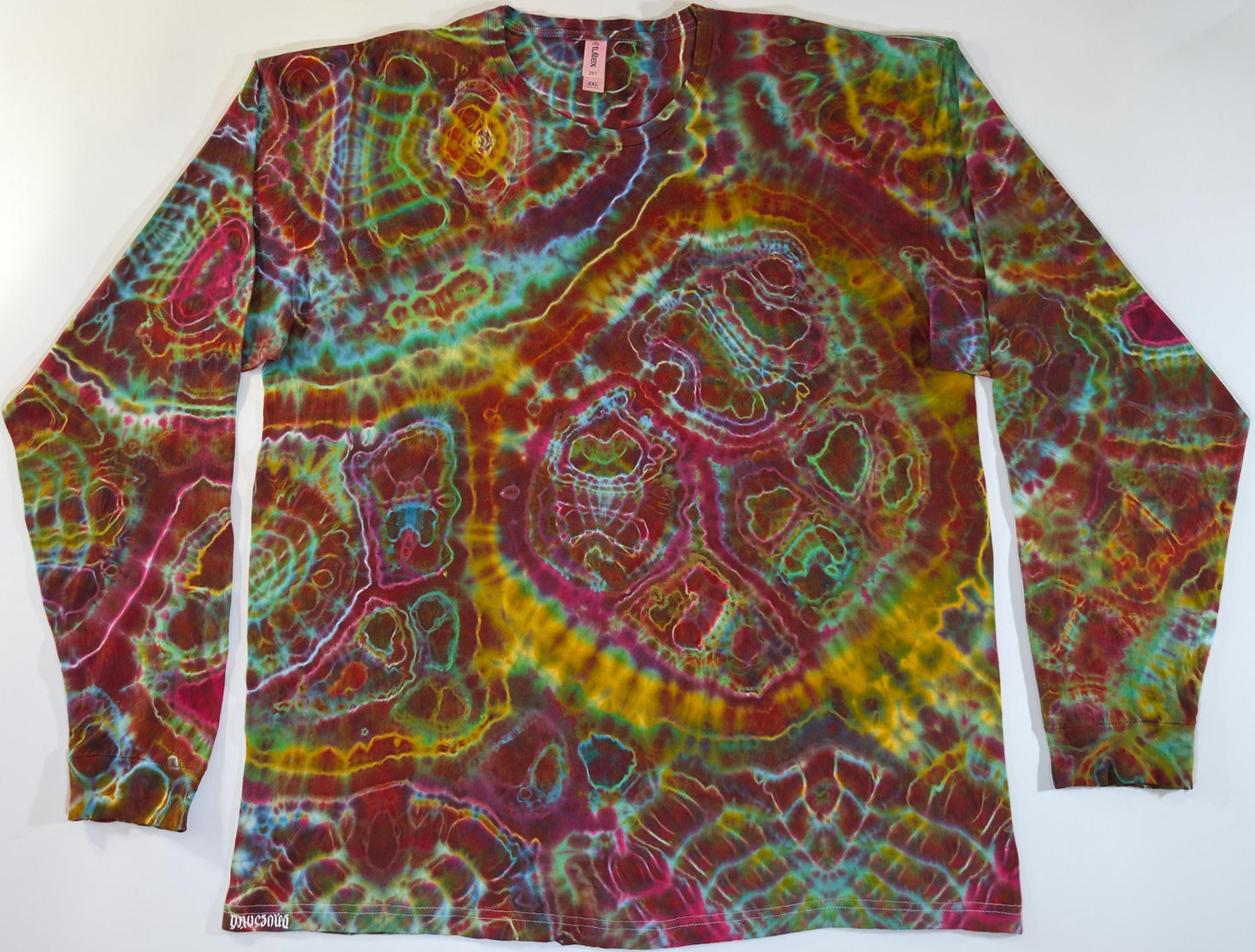 2X Cosmic Egg/Geode Hybrid Tie Dye Using My "Perplexing Paradox" Color Palette on a Tultex 291 Ringspun Cotton Long Sleeve Shirt