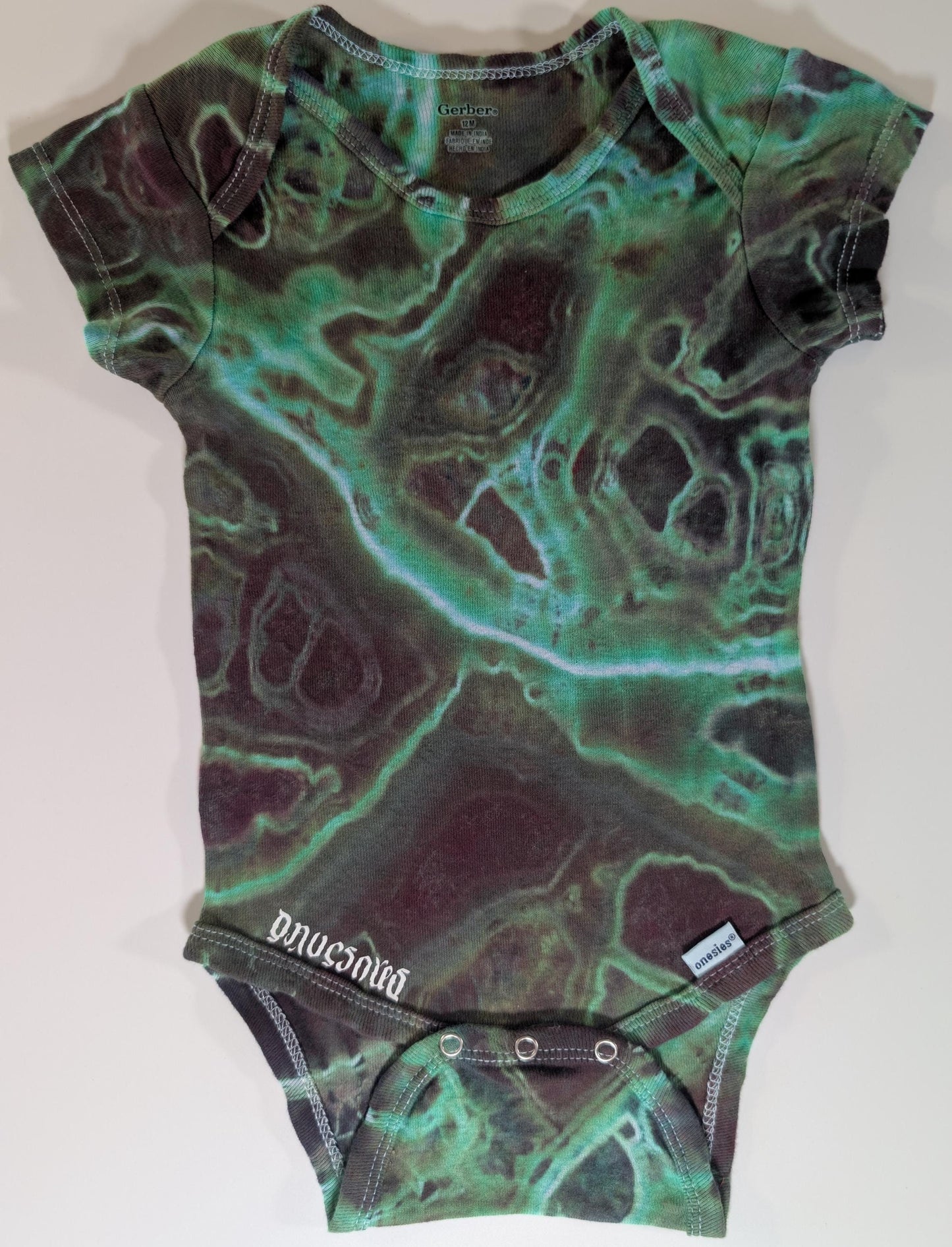 12 Months Geode Ice Dye Tie Dye on a Gerber Cotton Onesie