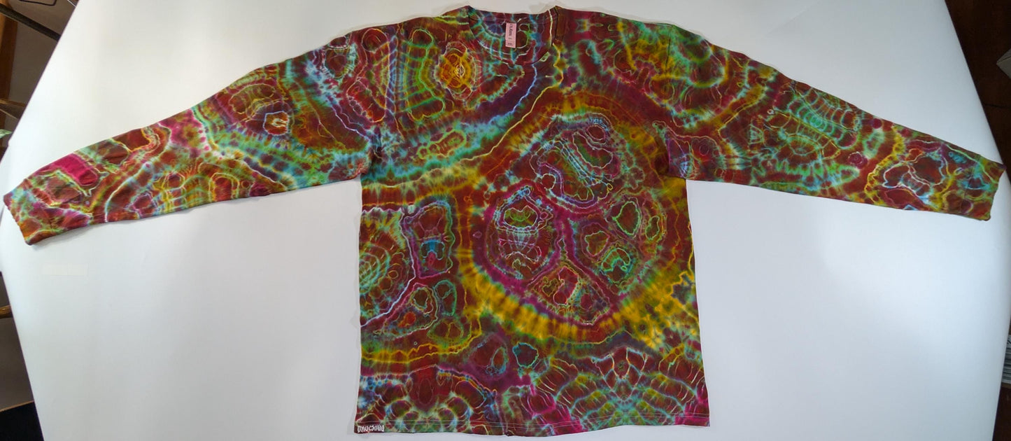 2X Cosmic Egg/Geode Hybrid Tie Dye Using My "Perplexing Paradox" Color Palette on a Tultex 291 Ringspun Cotton Long Sleeve Shirt