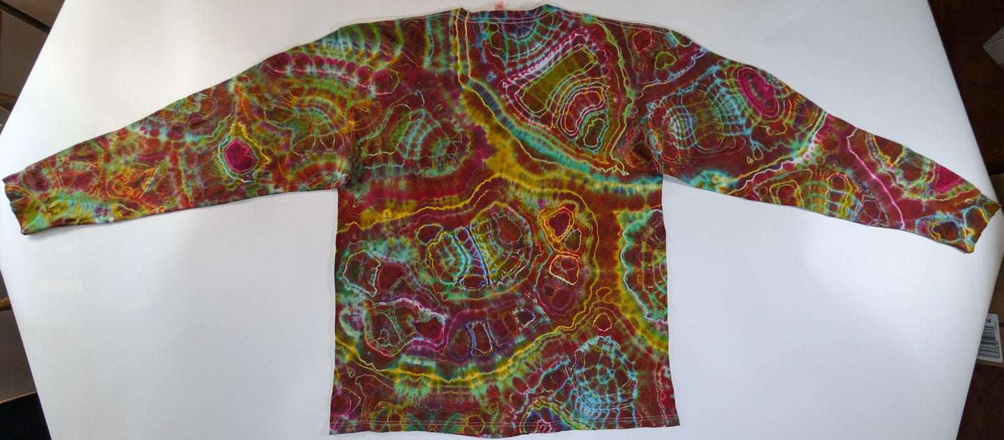 2X Cosmic Egg/Geode Hybrid Tie Dye Using My "Perplexing Paradox" Color Palette on a Tultex 291 Ringspun Cotton Long Sleeve Shirt