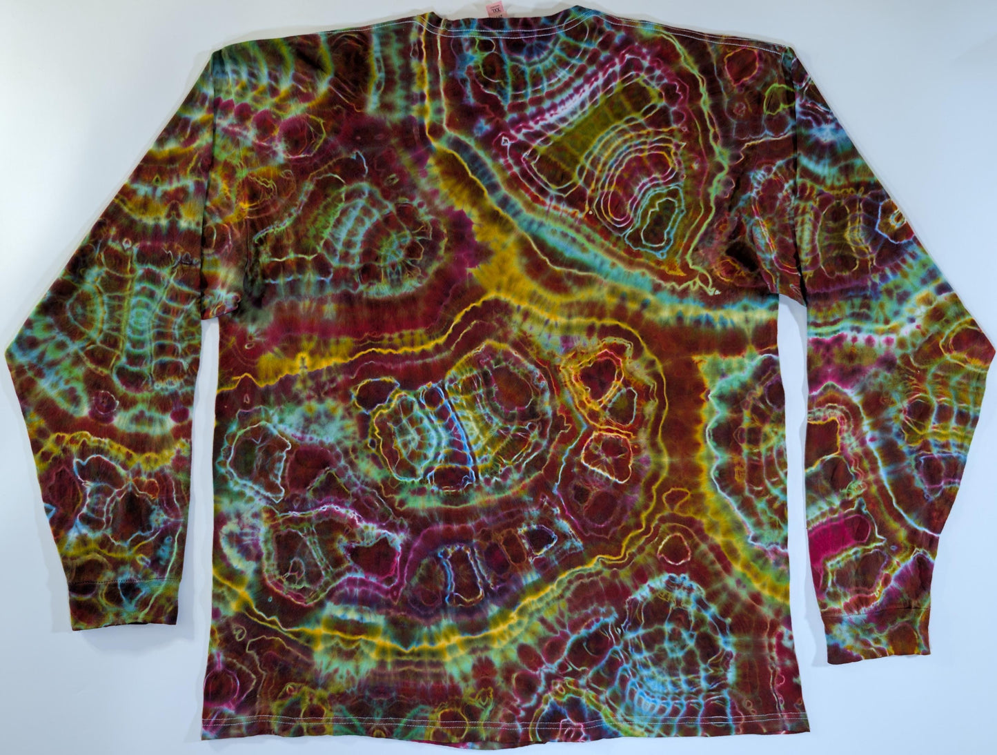 2X Cosmic Egg/Geode Hybrid Tie Dye Using My "Perplexing Paradox" Color Palette on a Tultex 291 Ringspun Cotton Long Sleeve Shirt