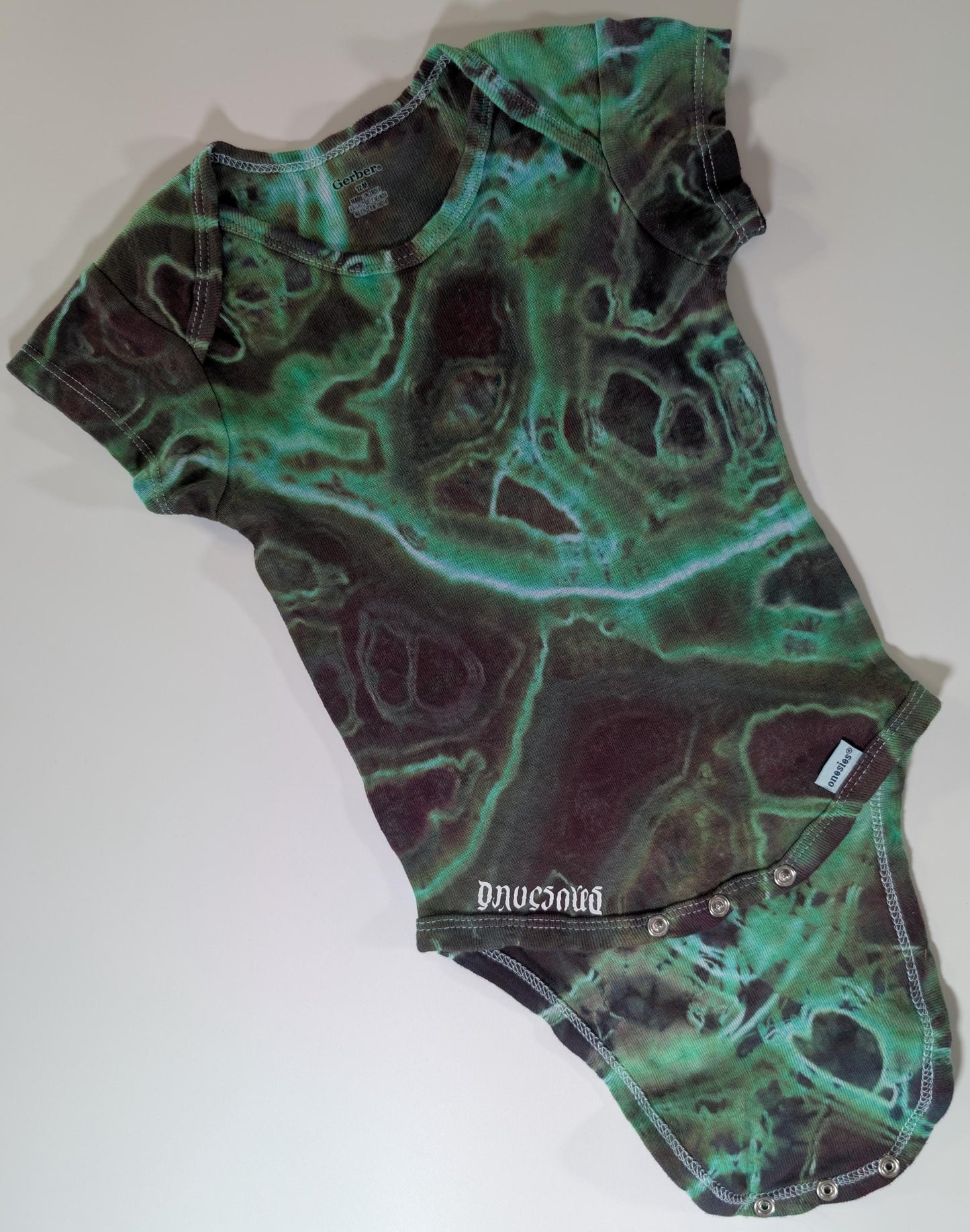 12 Months Geode Ice Dye Tie Dye on a Gerber Cotton Onesie