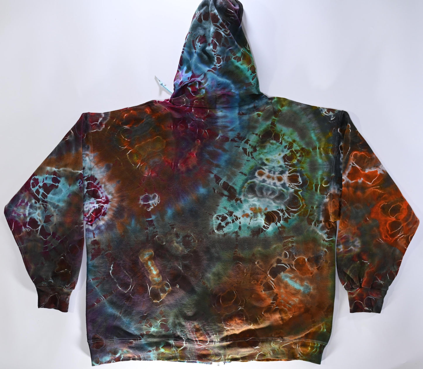 2X Cosmic Egg/Geode Hybrid Ice Dye Tie Dye on a Hanes Ultimate Cotton Zipper Hoodie