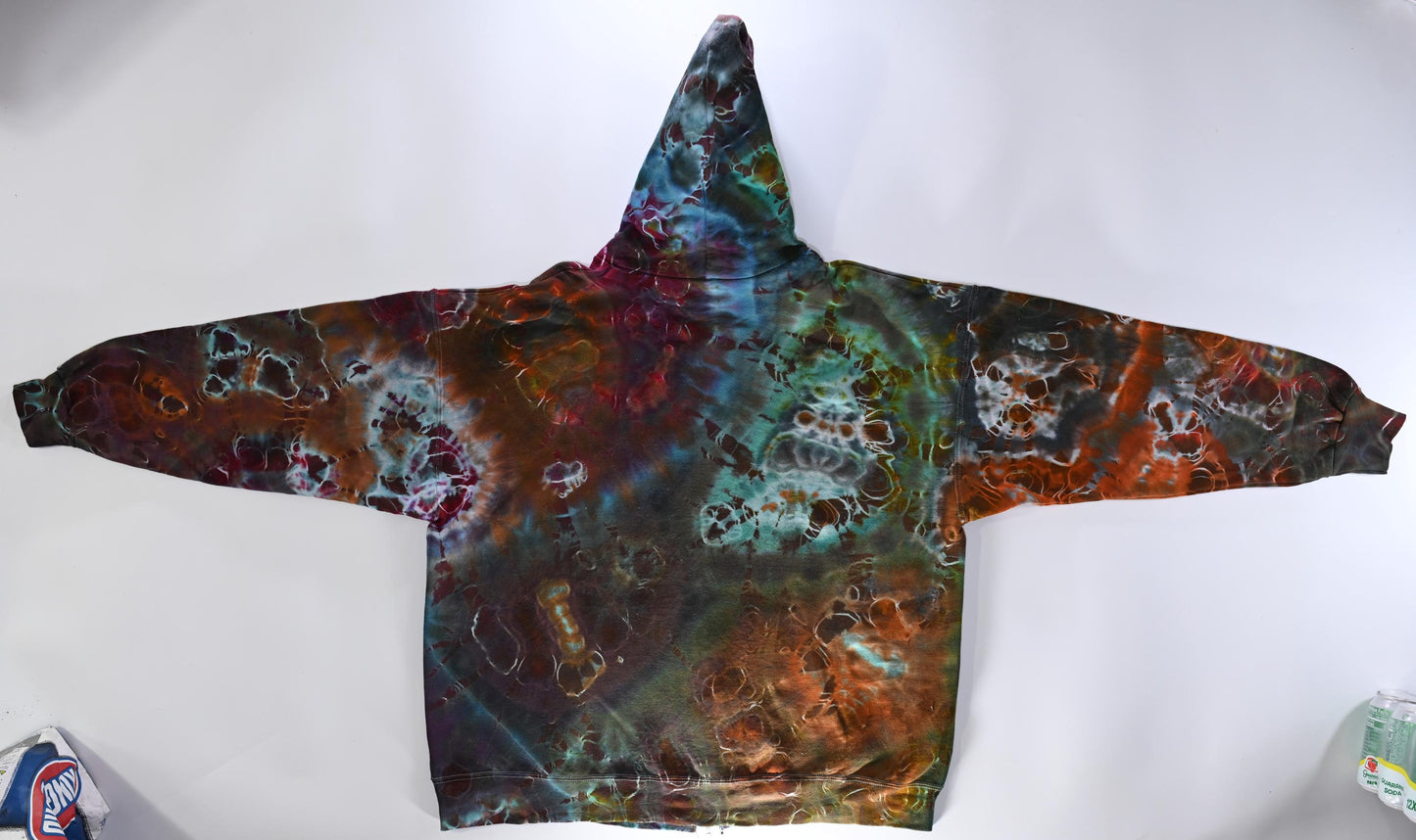 2X Cosmic Egg/Geode Hybrid Ice Dye Tie Dye on a Hanes Ultimate Cotton Zipper Hoodie