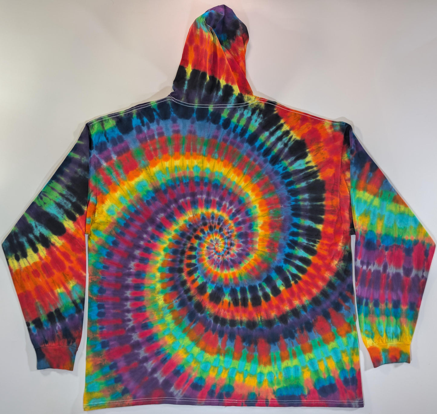 3X Scratch and Dent Special# Wild Spiral "Crystal Wash" Low Water Immersion Tie Dye on a Fruit of the Loom HD Cotton Hooded* Lng Slv Shirt