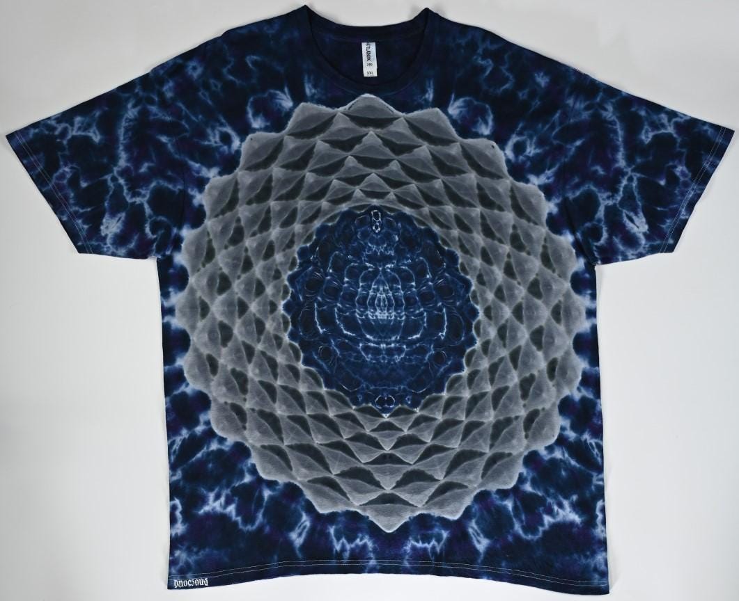 2X 20 Point Mandala w/ Cosmic Egg Center/Scrunch "Metallic Messenger" Tie Dye on a Tultex 290 Ringspun Cotton T-Shirt