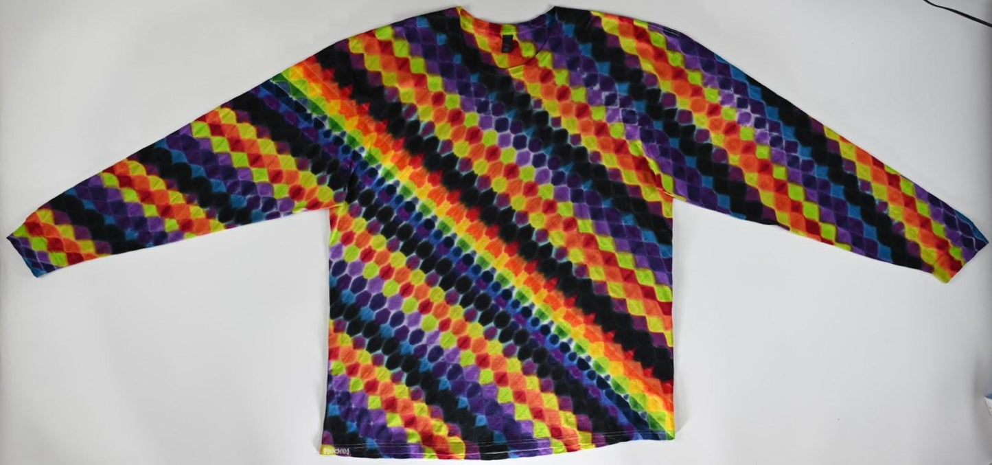 3X Minor Factory Defect Special* Diagonal Honeycomb Tie Dye on a Long Sleeve Shirt. Read Description