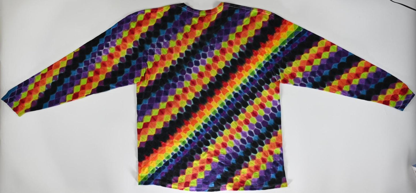 3X Minor Factory Defect Special* Diagonal Honeycomb Tie Dye on a Long Sleeve Shirt. Read Description