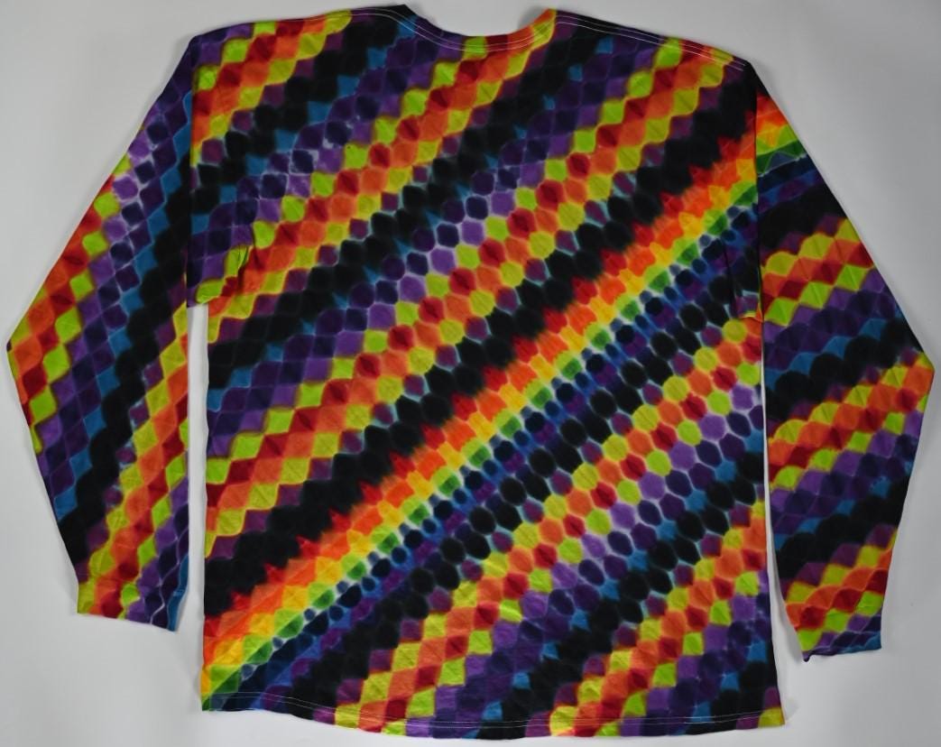 3X Minor Factory Defect Special* Diagonal Honeycomb Tie Dye on a Long Sleeve Shirt. Read Description