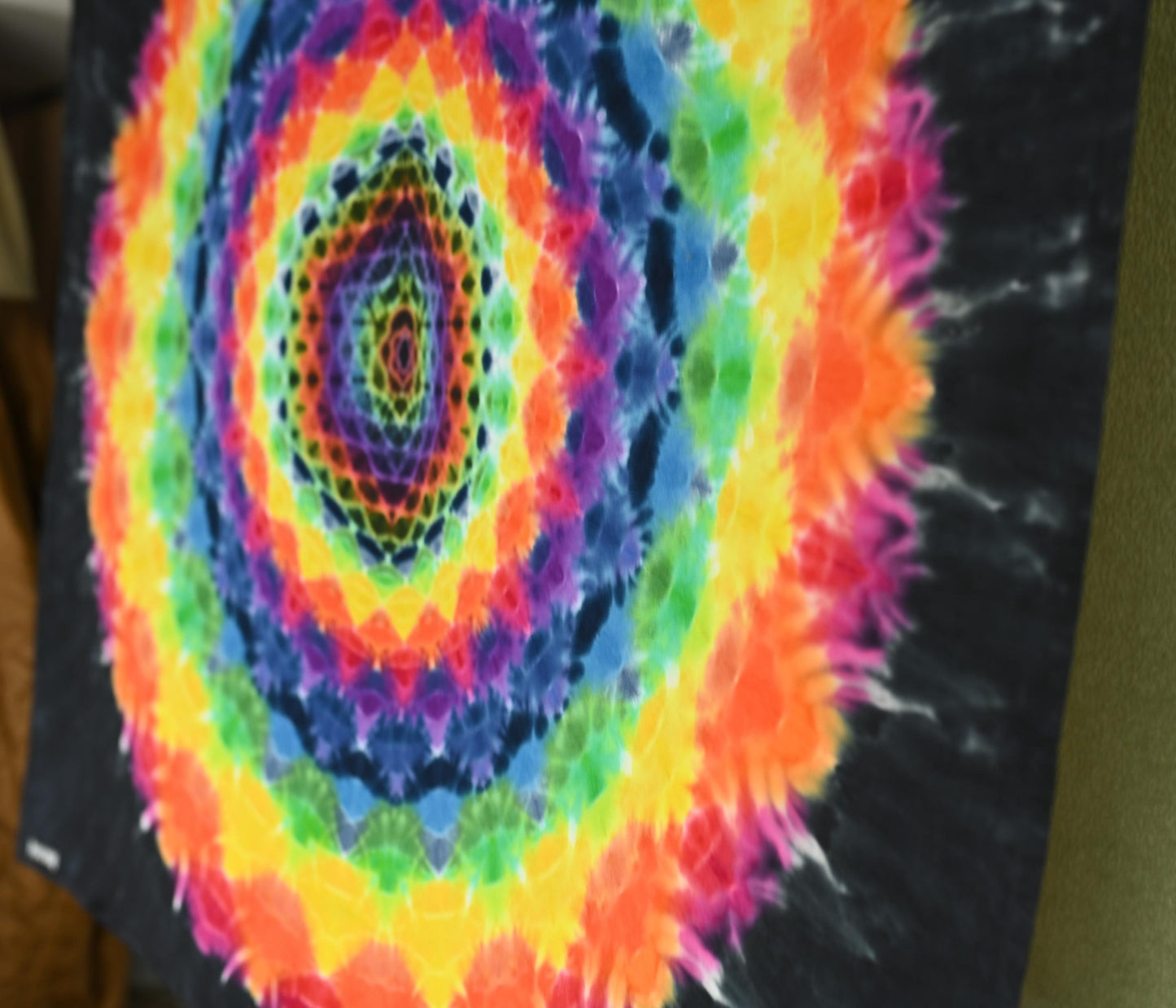 36'X36" (Measurements before any shrinkage) Hexagon->18 Point Mandala Tie Dye on a Dancing Robin Cotton PFD (Prepared for Dye) Tapestry