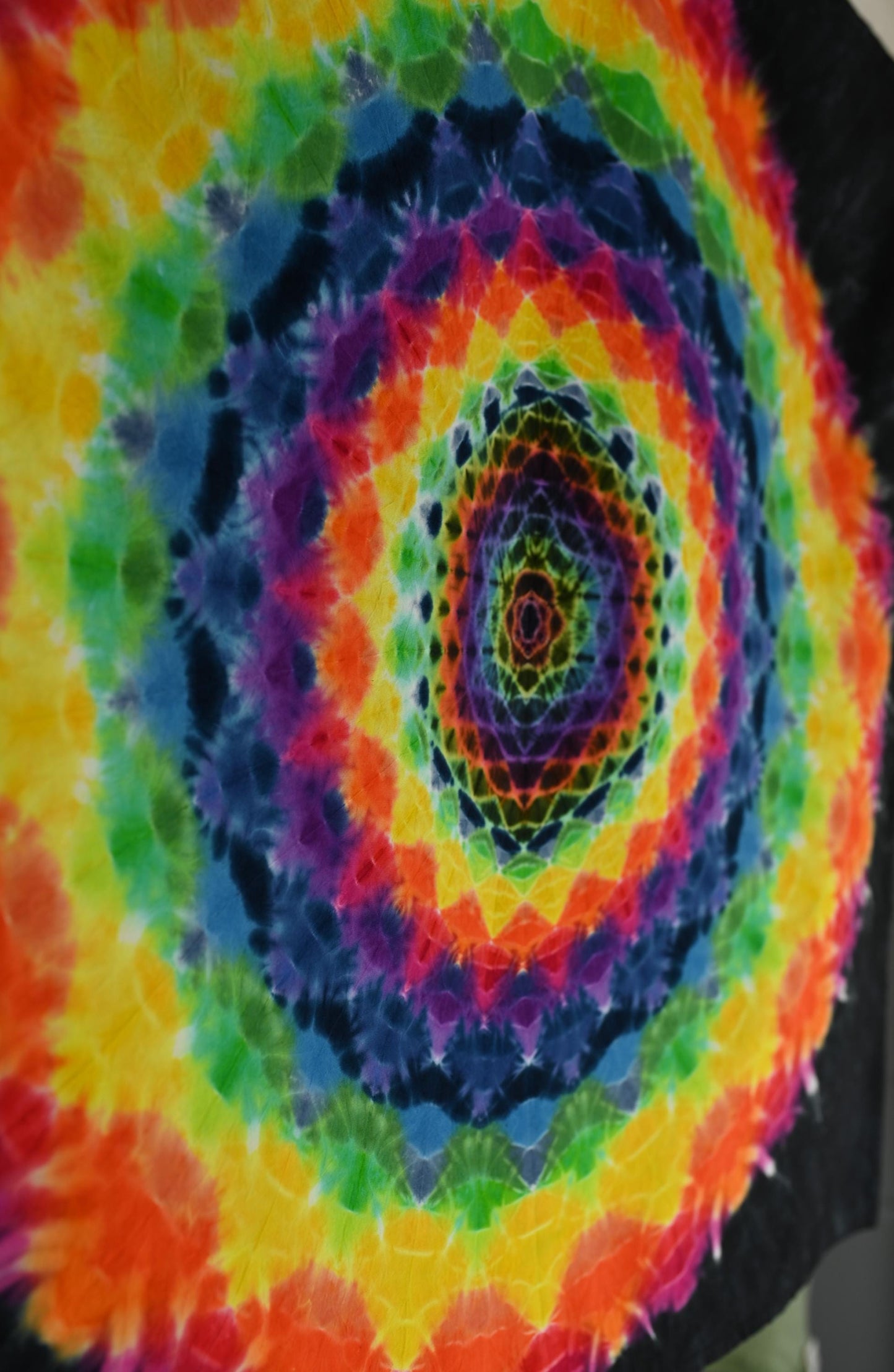 36'X36" (Measurements before any shrinkage) Hexagon->18 Point Mandala Tie Dye on a Dancing Robin Cotton PFD (Prepared for Dye) Tapestry