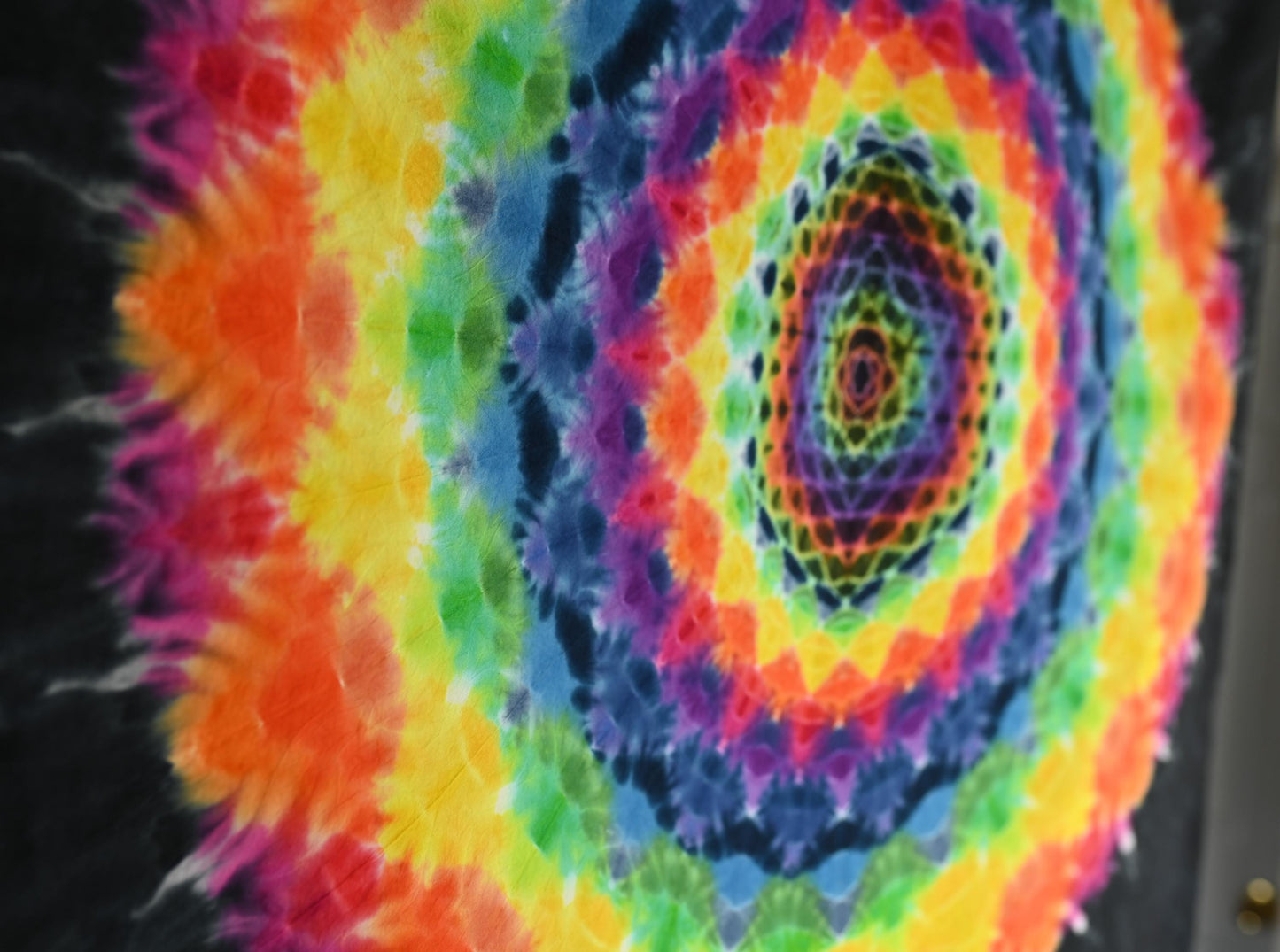 36'X36" (Measurements before any shrinkage) Hexagon->18 Point Mandala Tie Dye on a Dancing Robin Cotton PFD (Prepared for Dye) Tapestry