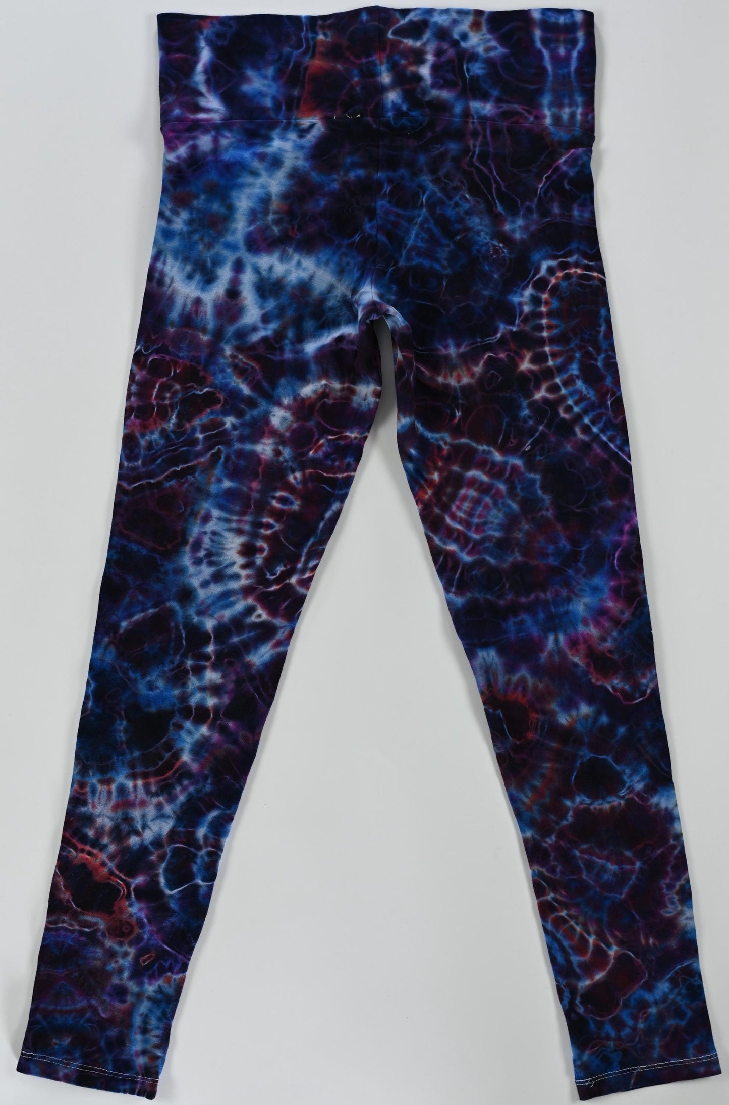 Medium Cosmic Eggs + Heart/Geodes Hybrid Tie Dye on Wide Waist Band Dancing Robin Form Fitting, Med Thickness 92 Cotton 8% Spandex Leggings*