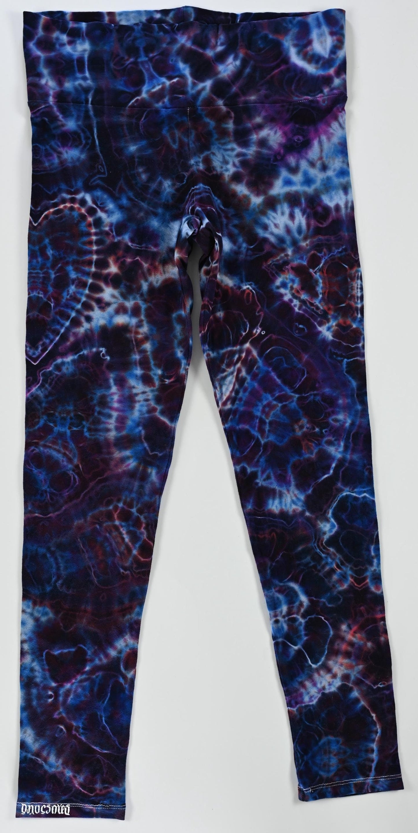 Medium Cosmic Eggs + Heart/Geodes Hybrid Tie Dye on Wide Waist Band Dancing Robin Form Fitting, Med Thickness 92 Cotton 8% Spandex Leggings*