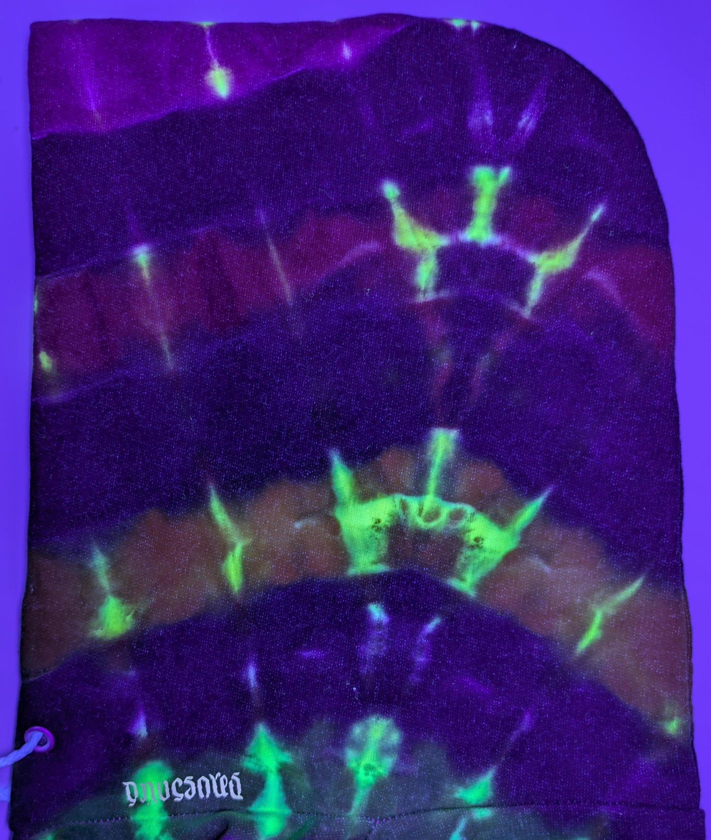 XL V UV-DNA Uv Reactive Tie Dye on a Hanes Ultimate Cotton Pullover Hoodie w/ Front Pocket