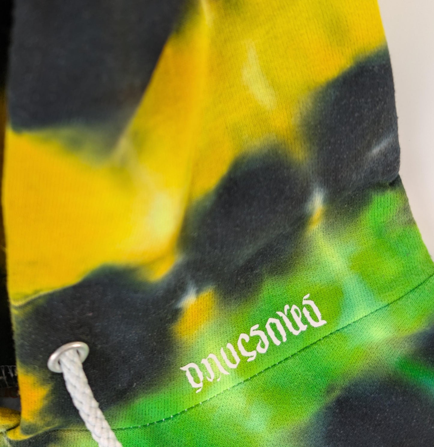 XL V UV-DNA Uv Reactive Tie Dye on a Hanes Ultimate Cotton Pullover Hoodie w/ Front Pocket