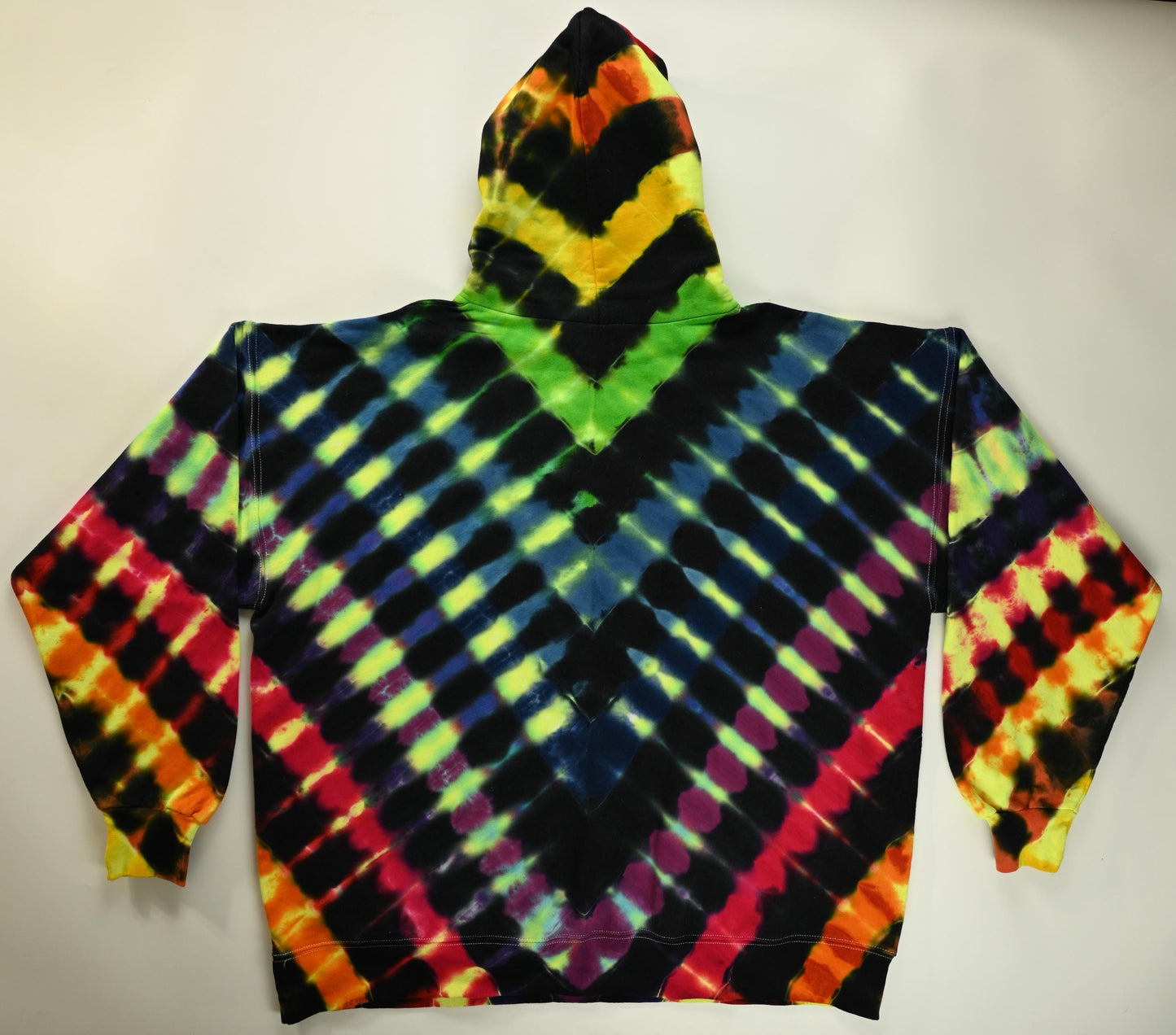 XL V UV-DNA Uv Reactive Tie Dye on a Hanes Ultimate Cotton Pullover Hoodie w/ Front Pocket
