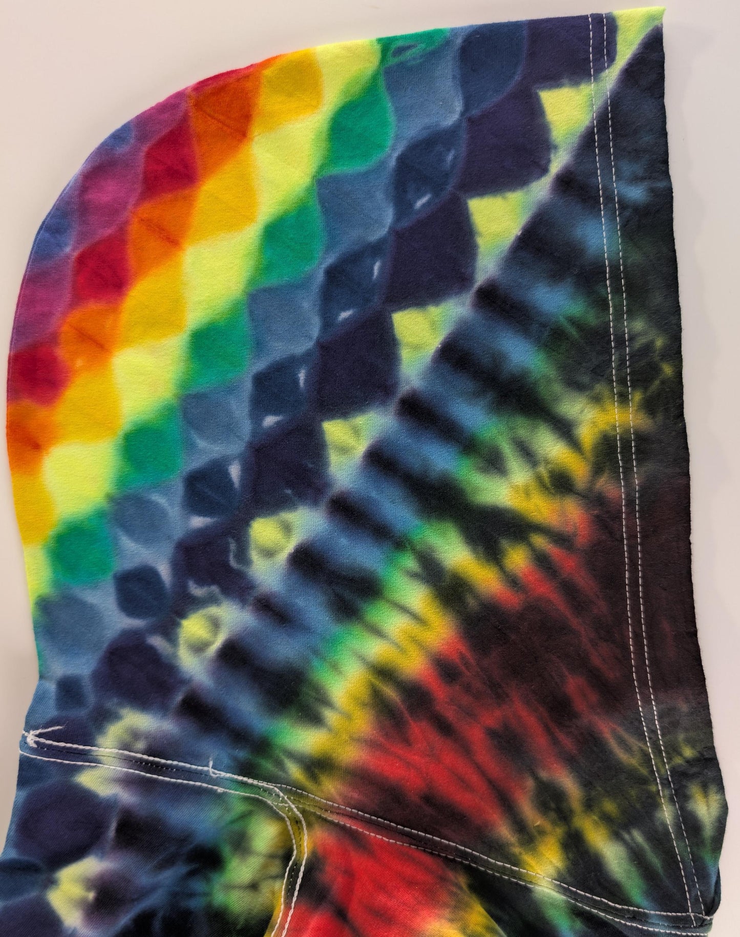 Medium Heady 20Pt Mandala Cosmic Egg Cntr/Hourglass Design Hood+Bck/Honeycomb Armbands, Scrunch UV Reactive Tie Dye Hooded* Lng Slv Shirt