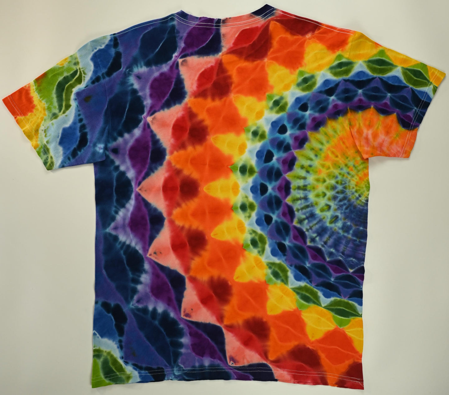Large 20 Point Side Mandala w/ Ripple Center Tie Dye on a Tultex 290 Ringspun Cotton T-Shirt