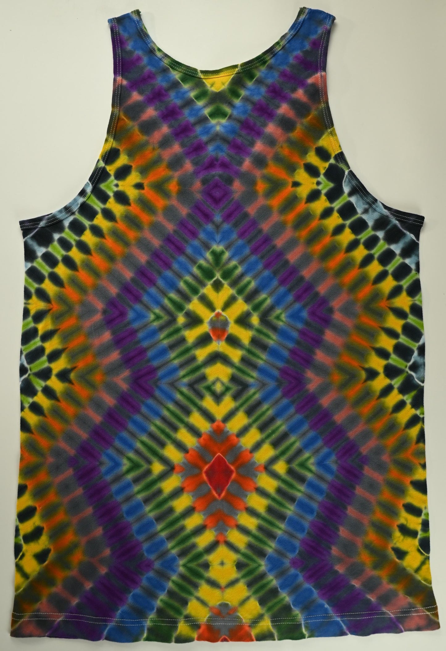 Large Zigz 'N Zagz Neo-DNA Tie Dye on a Tultex 105 Ringspun Cotton Tank Top