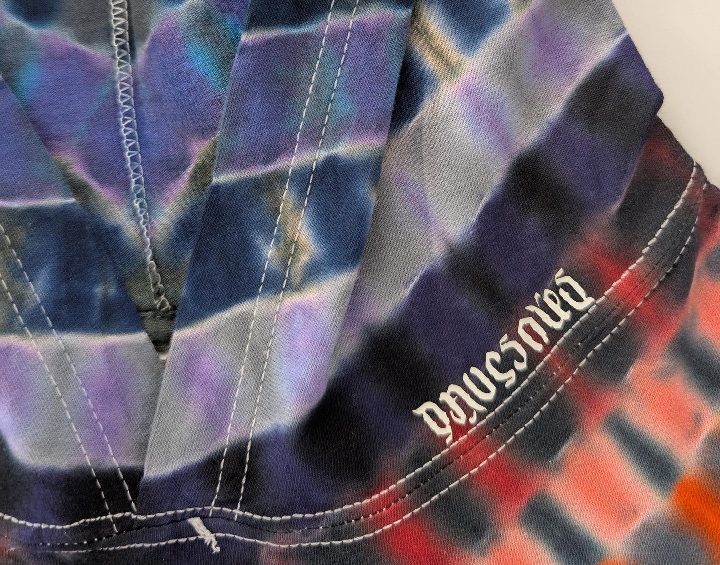 Large Neo-DNA Designs w/ Kenney Style Between Tie Dye on a Fruit of the Loom HD Cotton Hooded* Long Sleeve Shirt