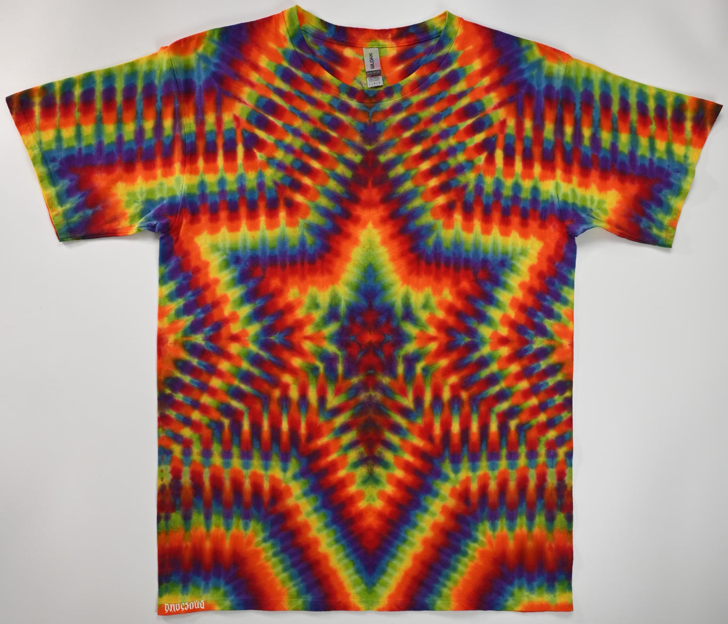 Large Hexagram Trippy Weaver, "Star of Dave's Dyes" Tie Dye on a Gildan Ultra Cotton PFD (Prepared for Dye) T-Shirt