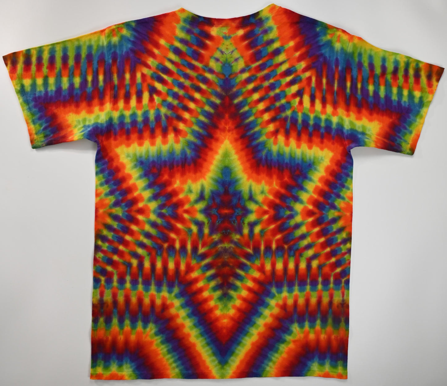 Large Hexagram Trippy Weaver, "Star of Dave's Dyes" Tie Dye on a Gildan Ultra Cotton PFD (Prepared for Dye) T-Shirt