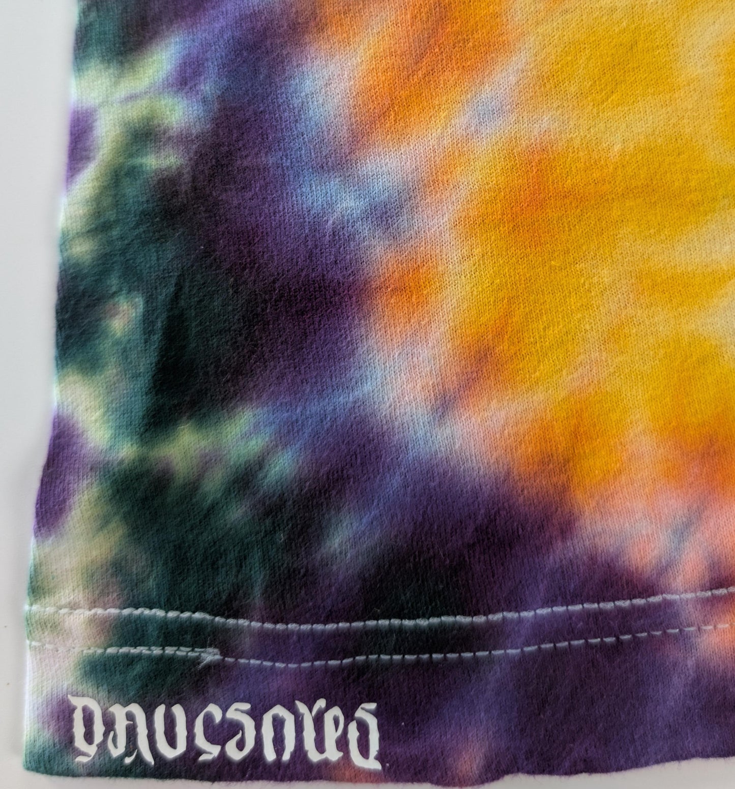XL Hexagon Front/Triangle Back Piece/Scrunch filler in Aphrodisiac Palette Tie Dye on a Tultex 105 Ringspun Cotton Tank Top