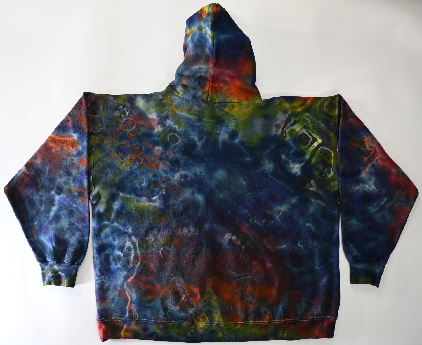 2X Double Dyed Tie Dye On a Hanes Ultimate Cotton Pullover Hoodie.
