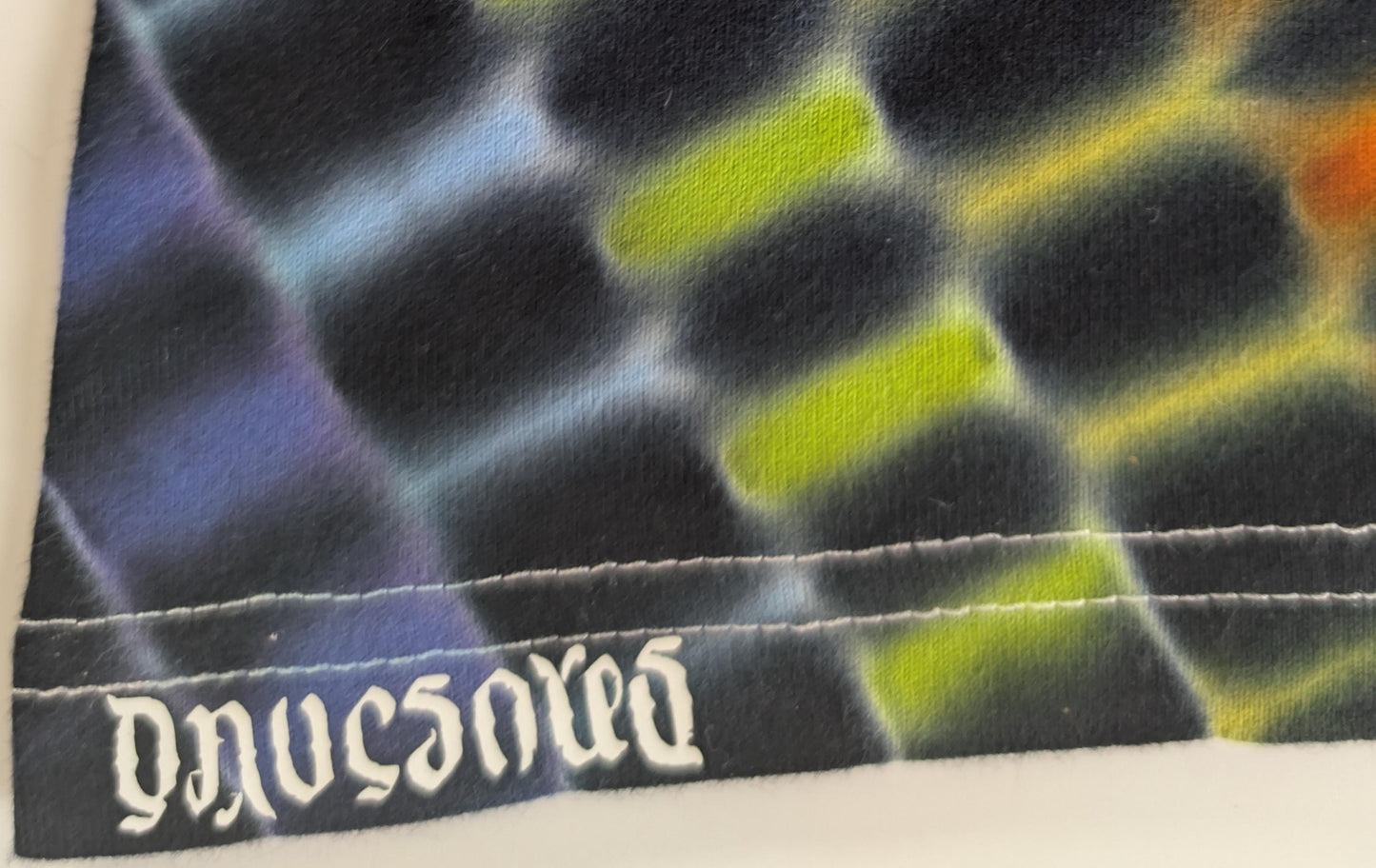 2X Honeycomb in Greys + Neo-DNA w/ a thin Strip of Trippy Weaver Between in a V Tie Dye on a Tultex 290 Ringspun Cotton T-Shirt