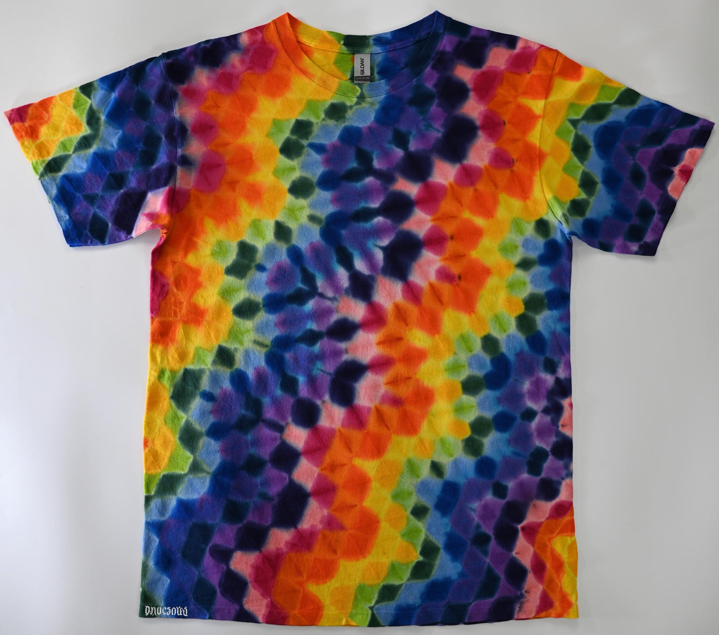 Medium Zig Zag Honeycomb Tie Dye on a Gildan Ultra Cotton PFD (Prepared for Dye) T-Shirt