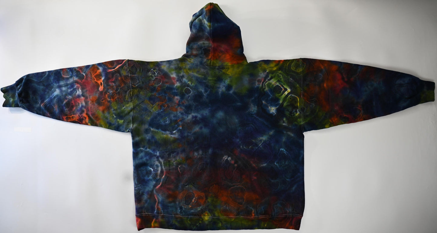 2X Double Dyed Tie Dye On a Hanes Ultimate Cotton Pullover Hoodie.