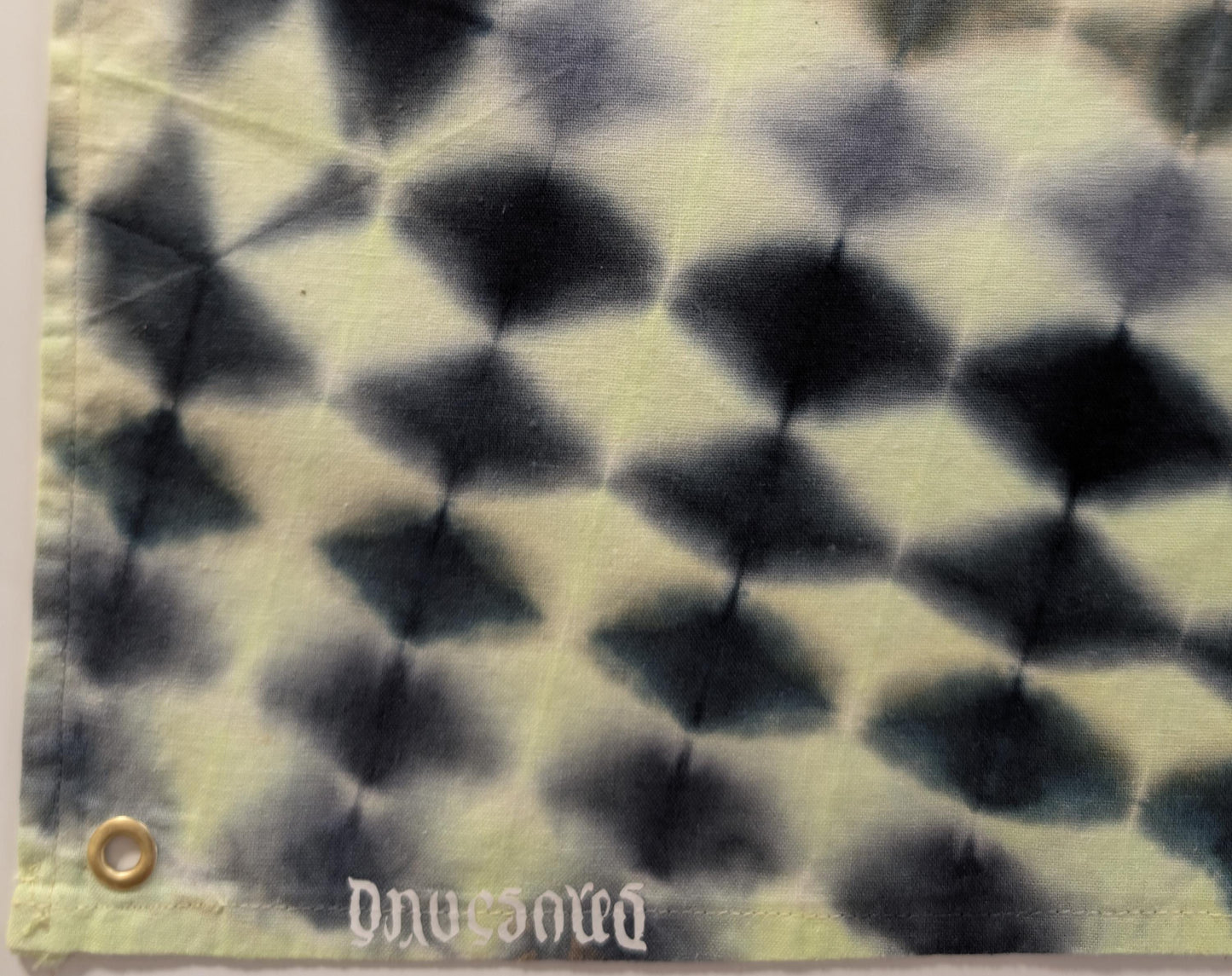 52'X38" Hexagon->{12/3} Dodecagram->UV Reactive/Grayscale Tie Dye on a Organic Cotton & Hemp Hemmed Tapestry w/ Metal Grommets for Hanging*