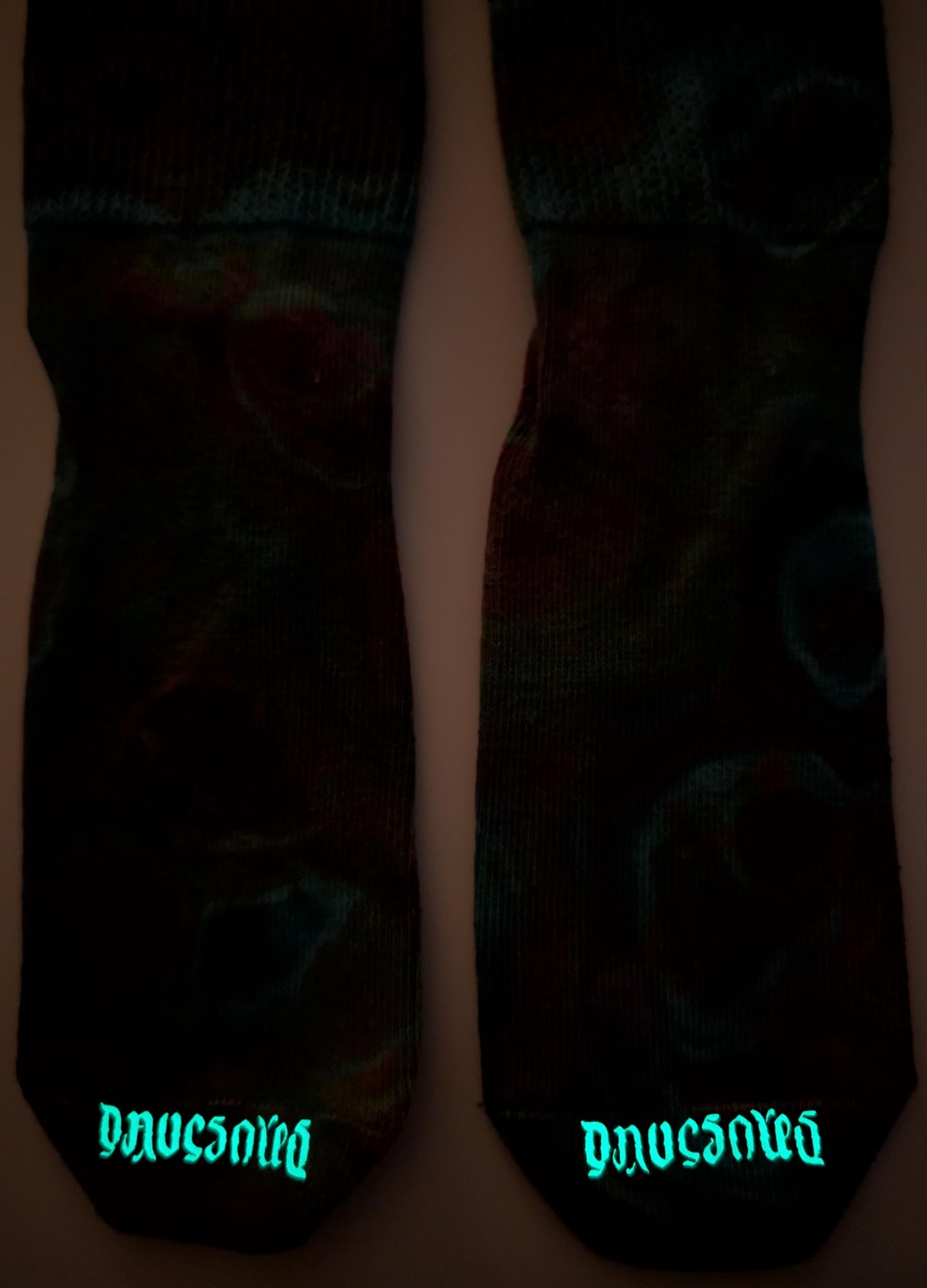 Geode Ice Dye Tie Dye on a Pair of Dharma Trading Company Cotton Blend (89% Cotton/9 Nylon/2 Spandex) Thigh High Socks