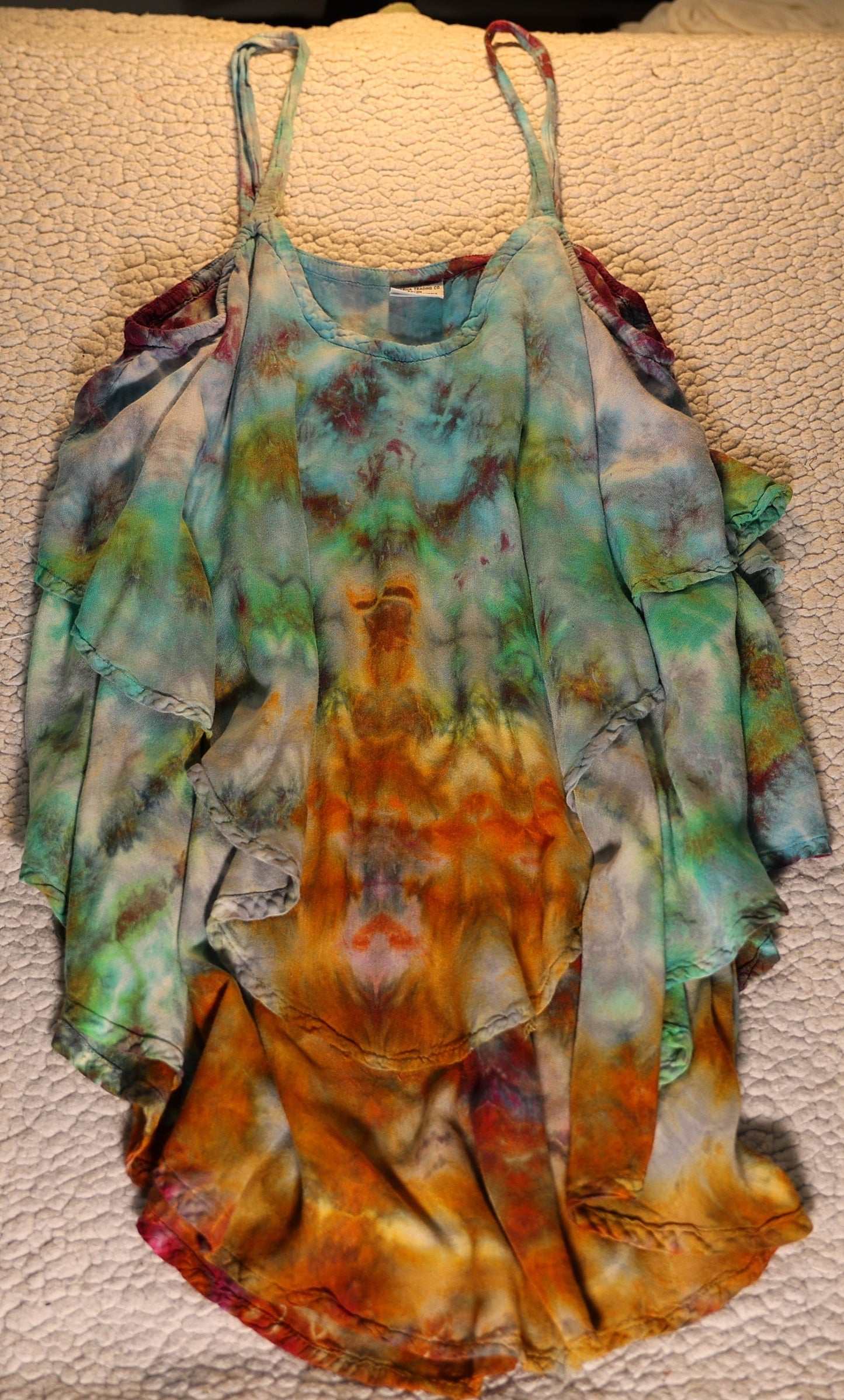 Large Scrunch Tie Dye on a Dharma Trading Company 100% Rayon Double Waterfall Cami
