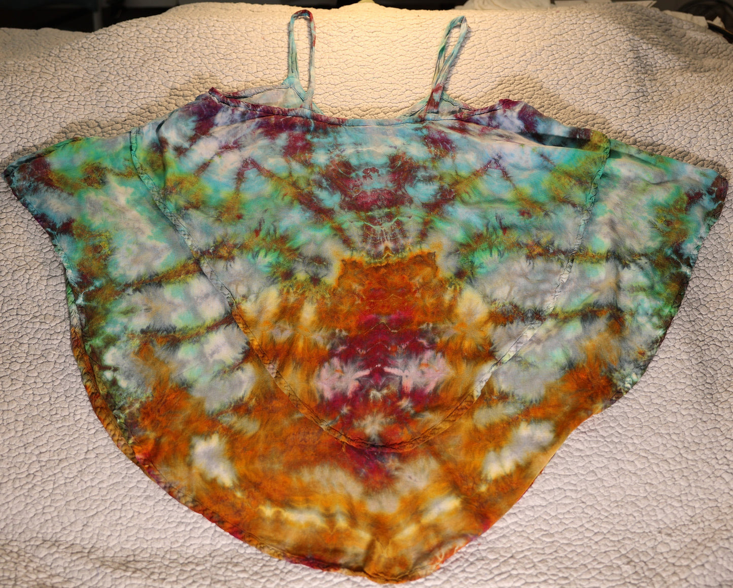 Large Scrunch Tie Dye on a Dharma Trading Company 100% Rayon Double Waterfall Cami