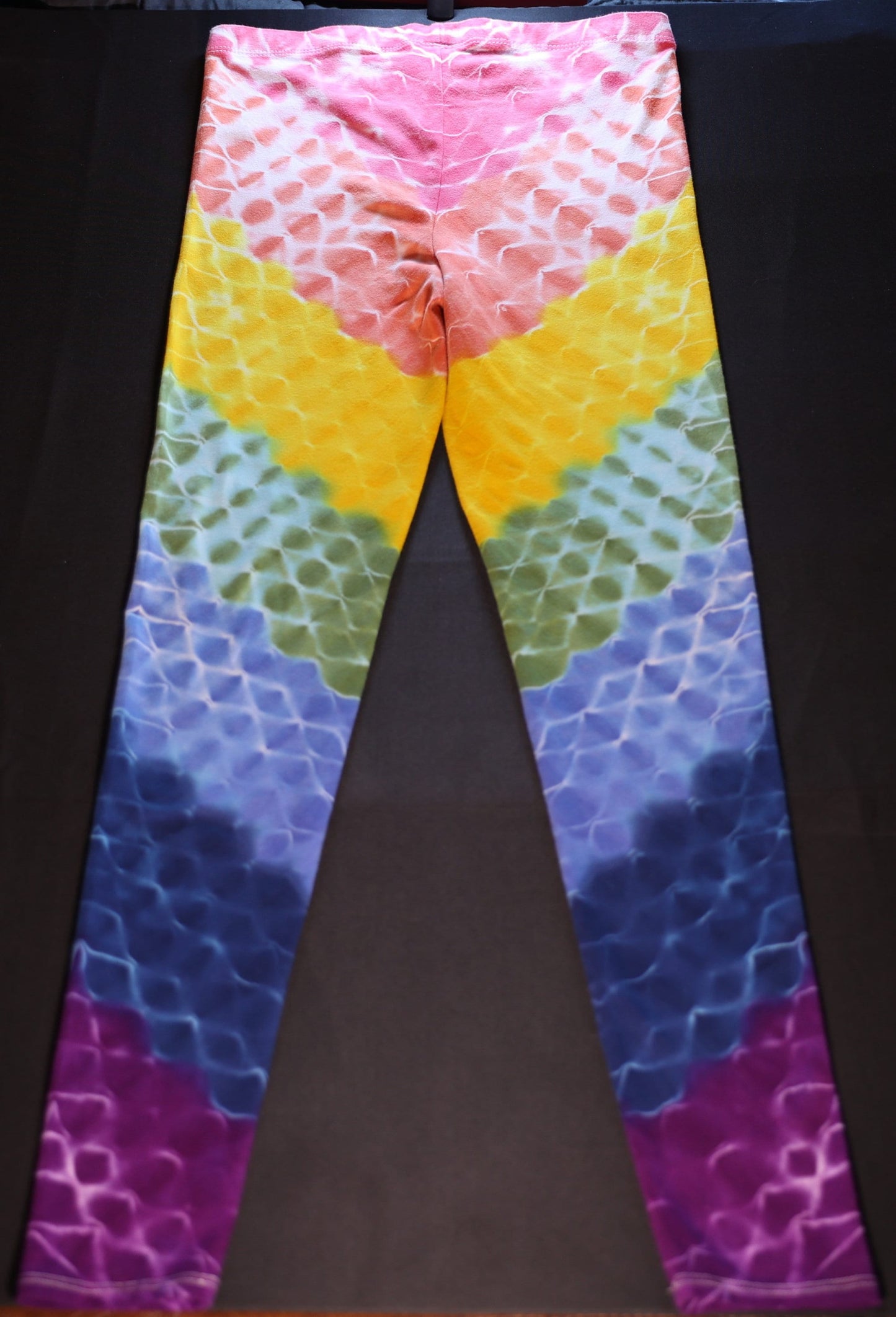 Medium Full Honeycomb Tie Dye on Royal Apparel Cotton/Spandex Leggings