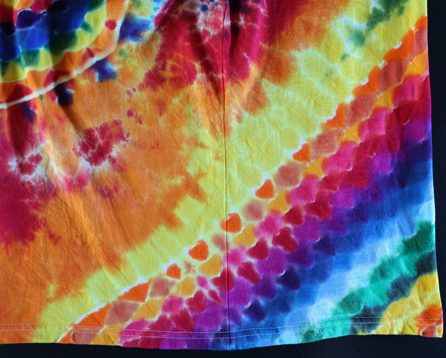 Med Hexagon Frt/Pyramid Bck Wraps to Frt/ZigZag Band around L Slv/18pt Mandala w/Blck Hole Cntr on R Slv/ Scrunch Tie Dye Long Sleeve Shirt