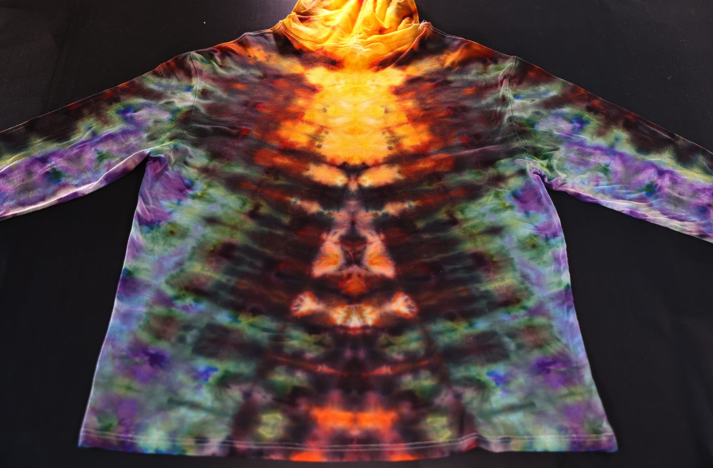 3X Glitch Variation Ice Dye Tie Dye on a Lightweight Hooded Gildan Softstyle Lightweight Hooded** Long Sleeve Shirt Read Description