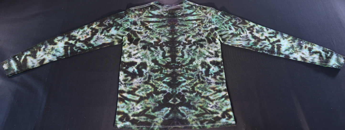 Small Camo-esque Scrunch Tie Dye on a Premium Gildan Hammer Long Sleeve Shirt